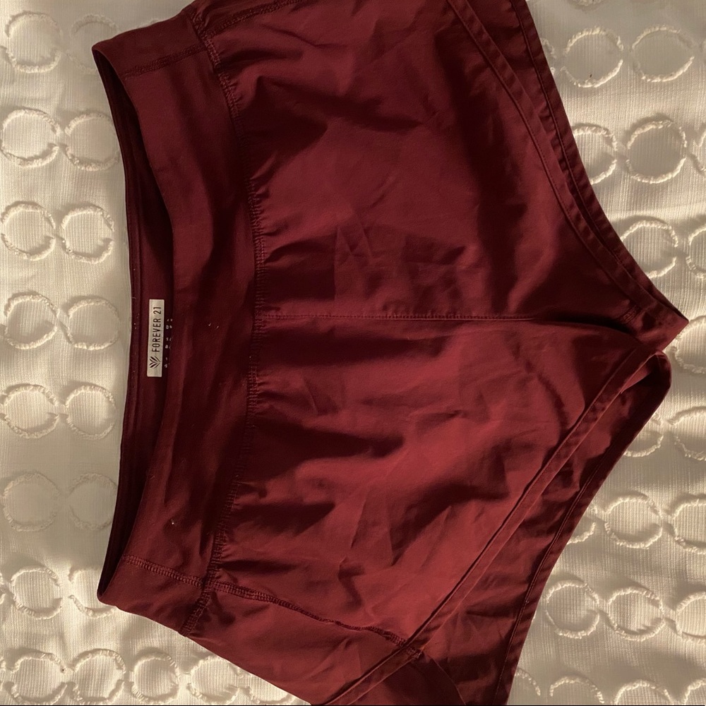 Forever 21 Athletic Burgundy Shorty shorts